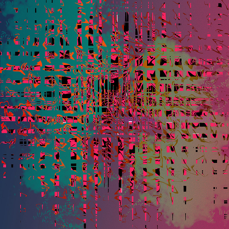 A vibrant artwork of fuscia and green artwork