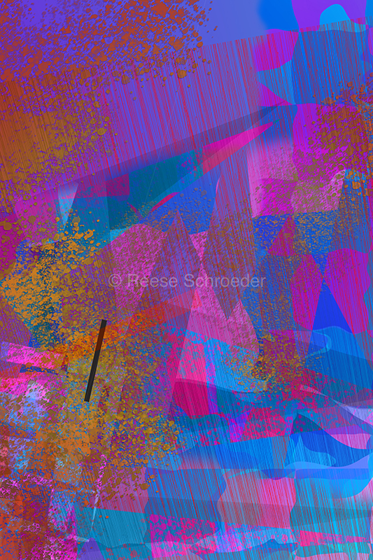 Vibrant blues against bright oranges swirling organically.