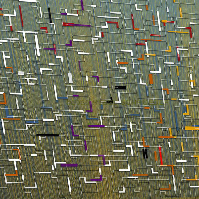 Lines and rectangles over green background